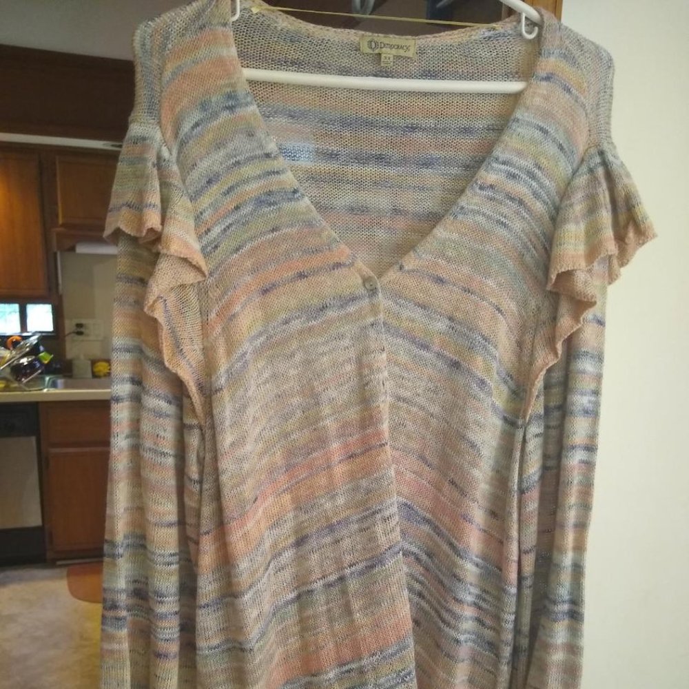 NWT Democracy Button-Down 3X Cardigan w/ Ruffles